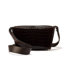 Lottie - Dark Brown Crocodile Leather Crossbody Bag