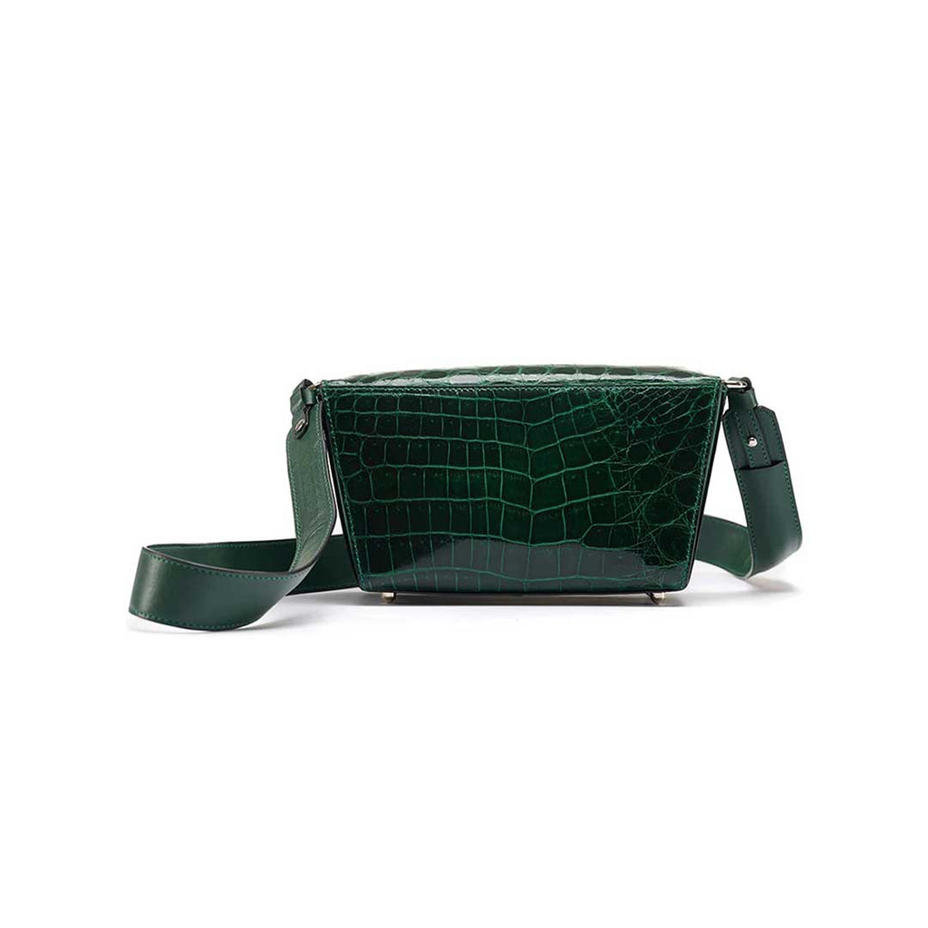Lottie - Green Crocodile Leather Crossbody Bag