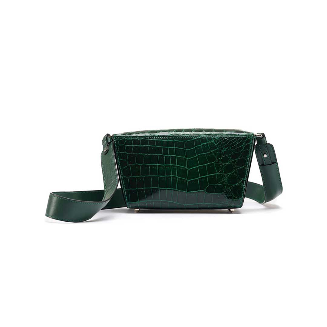 Lottie - Green Crocodile Leather Crossbody Bag