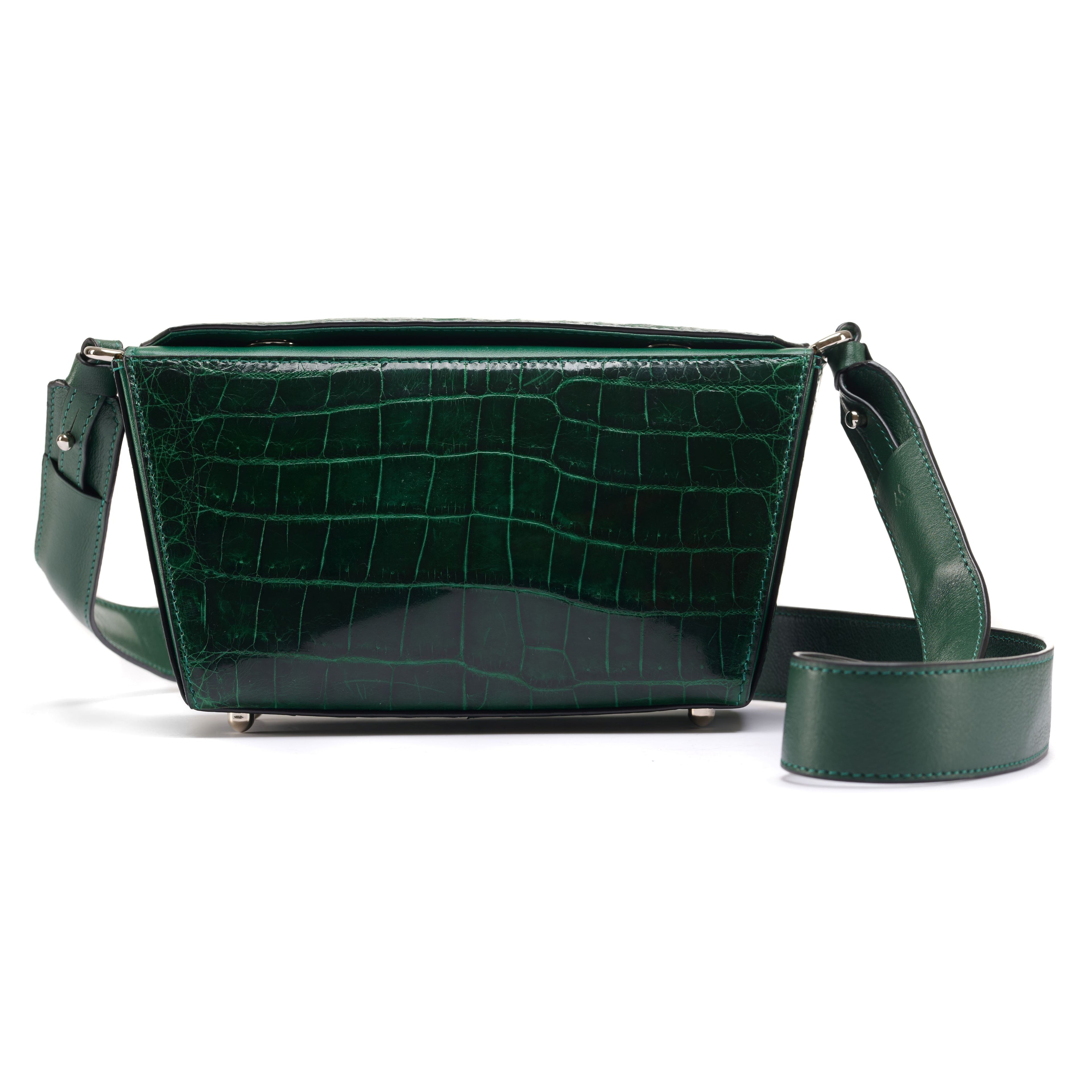 Lottie - Green Crocodile Leather Crossbody Bag