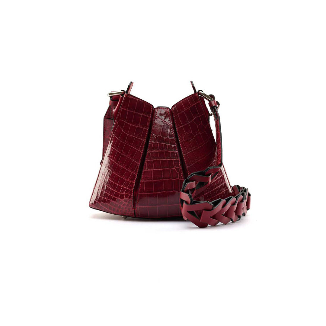 Luna - Red Crocodile Leather Shoulder Bag