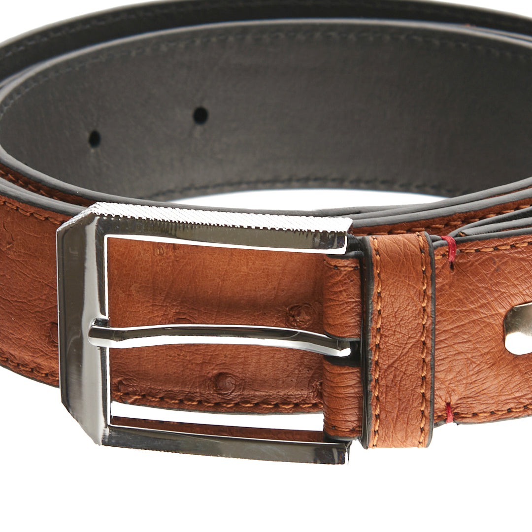 Men's 38mm Belt - Brown Ostrich Quill Leather