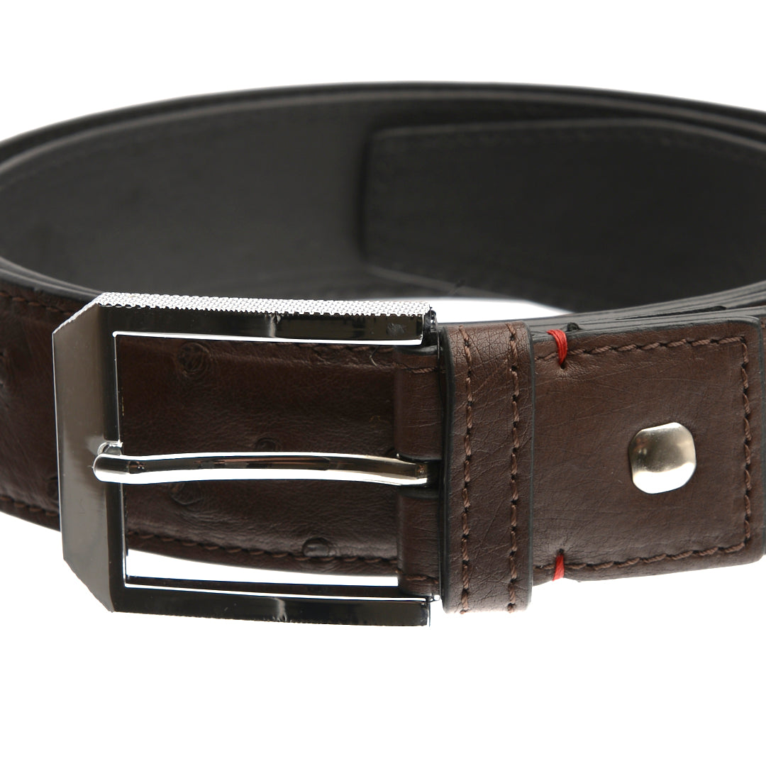Men's 38mm Belt - Dark Brown Ostrich Quill Leather