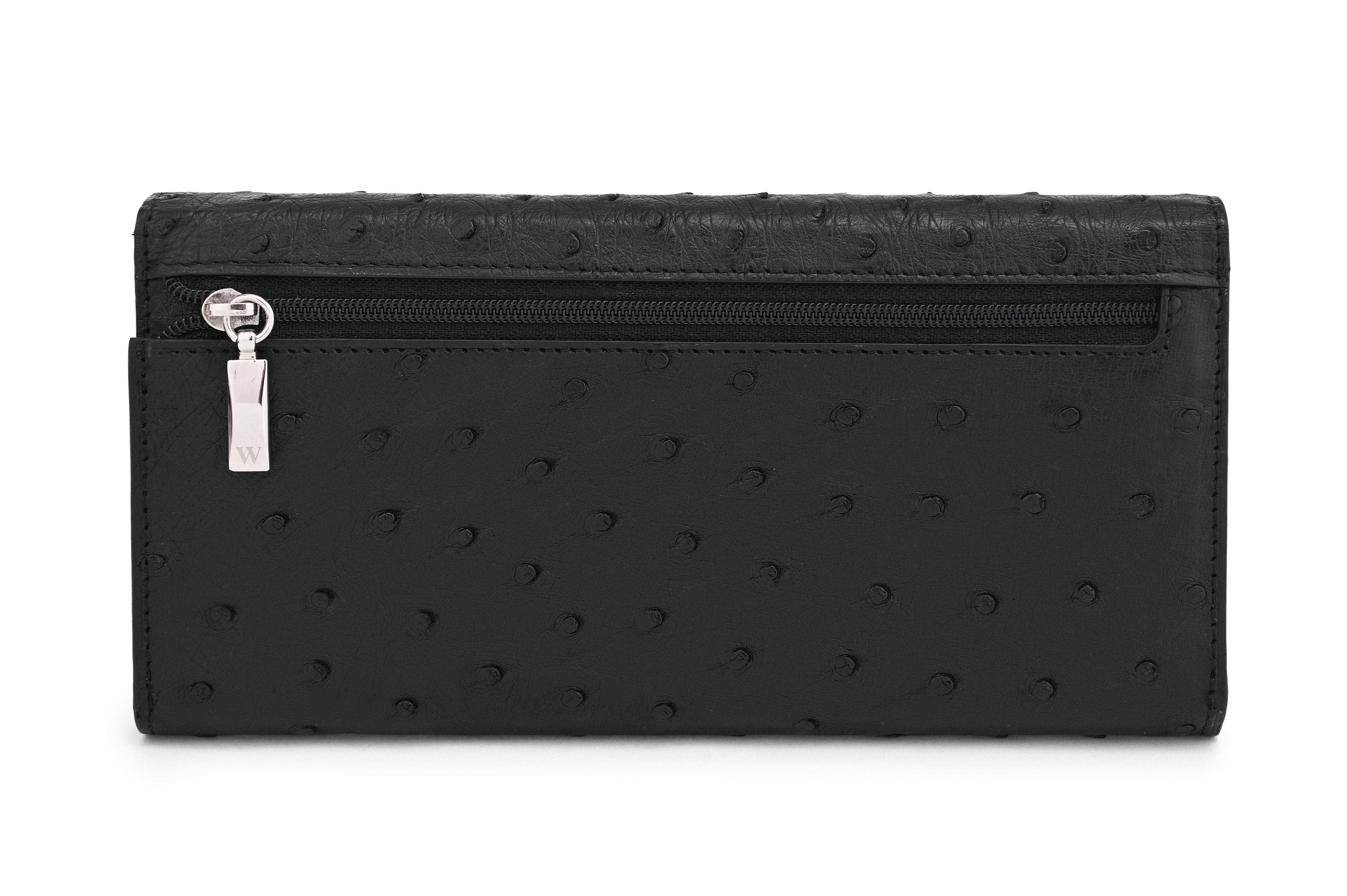 Mississippi - Black Ostrich Quill Leather Purse