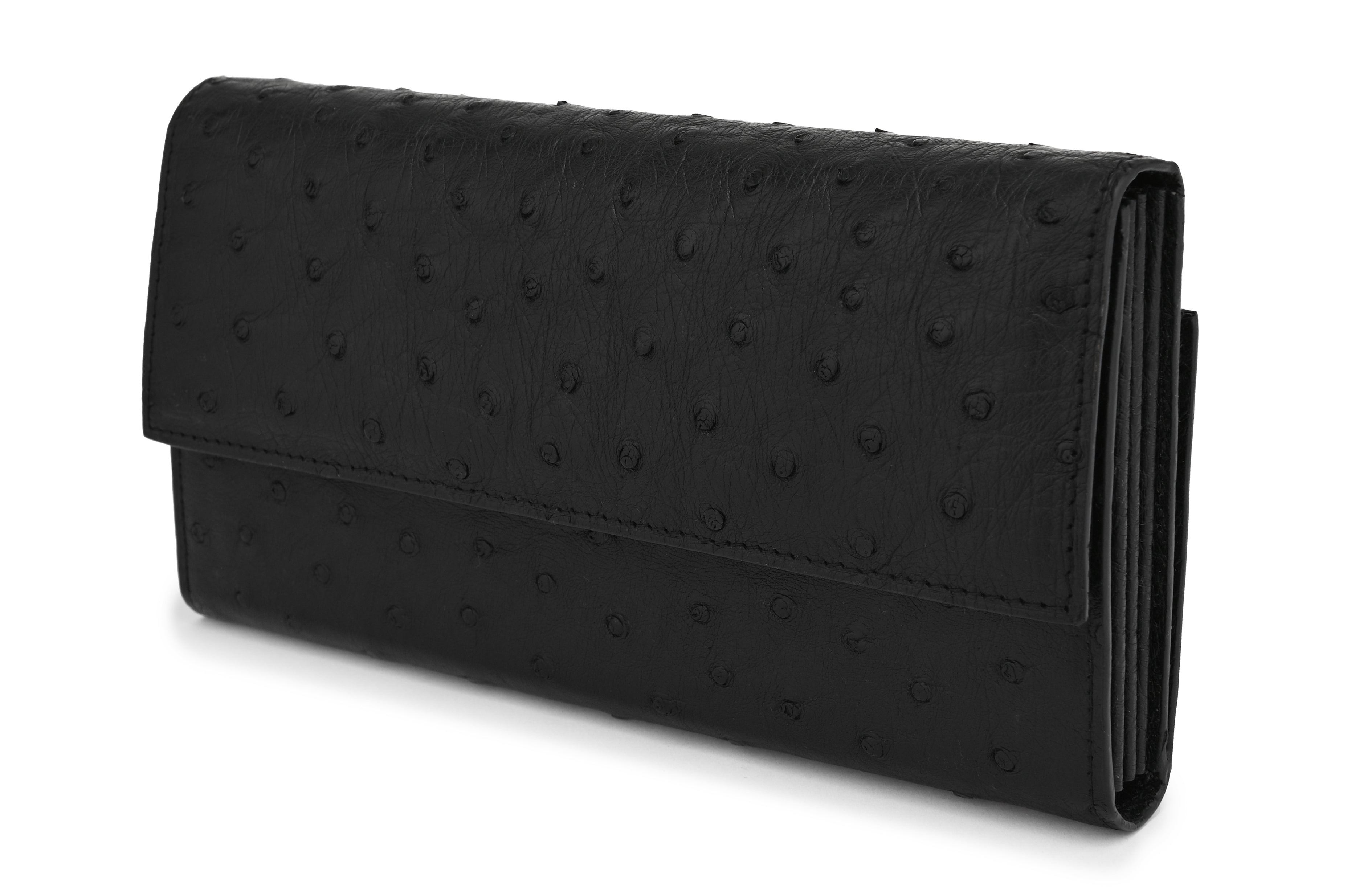 Mississippi - Black Ostrich Quill Leather Purse