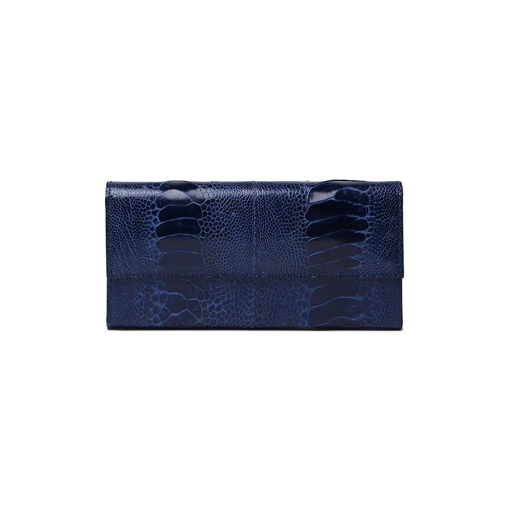 Mississippi - Blue Ostrich Leg Leather Purse