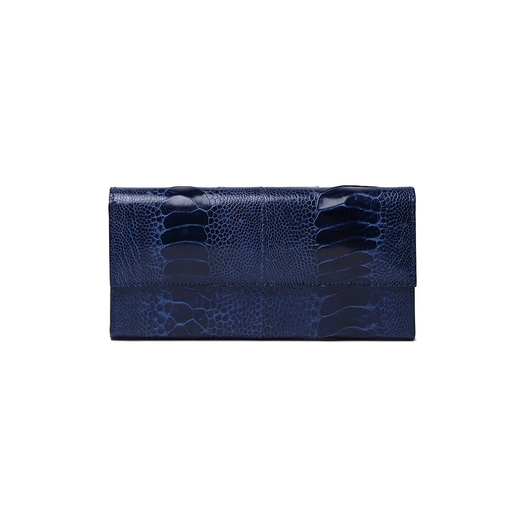 Mississippi - Blue Ostrich Leg Leather Purse
