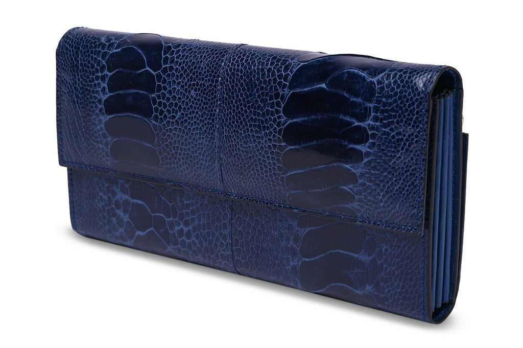 Mississippi - Blue Ostrich Leg Leather Purse