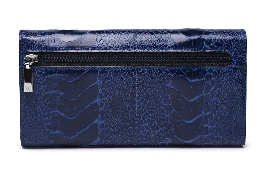 Mississippi - Blue Ostrich Leg Leather Purse