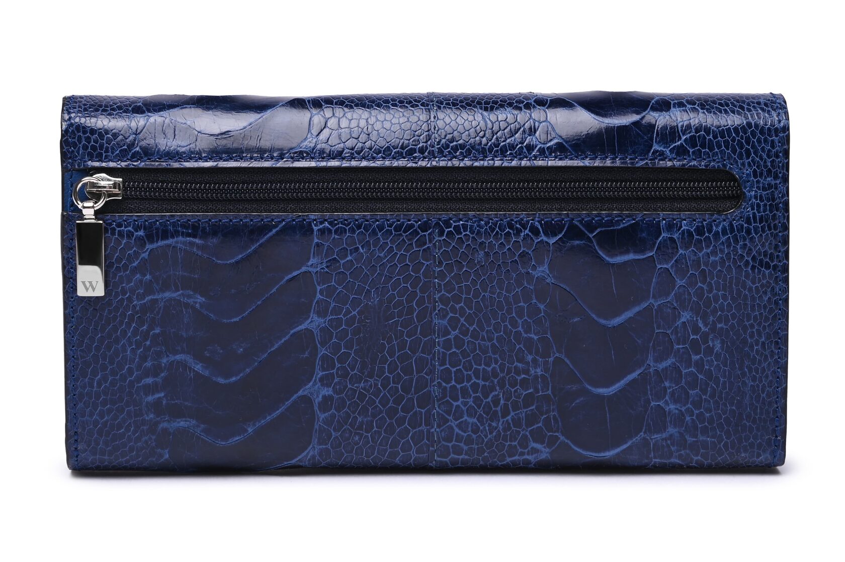 Mississippi - Blue Ostrich Leg Leather Purse