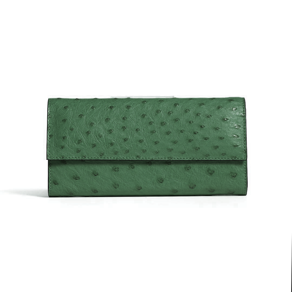 Green textured wallet on a white background