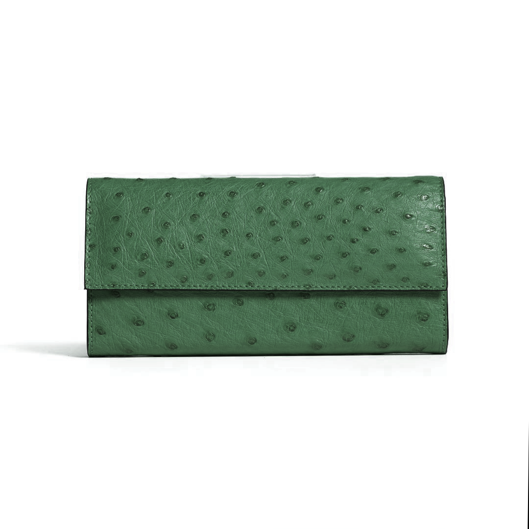 Green textured wallet on a white background