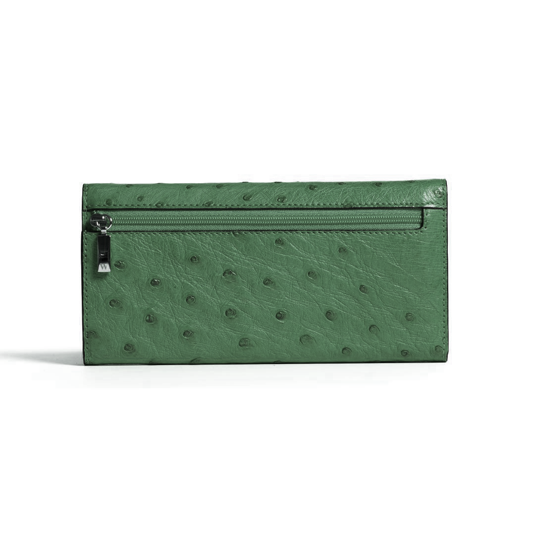 Green textured wallet on a white background