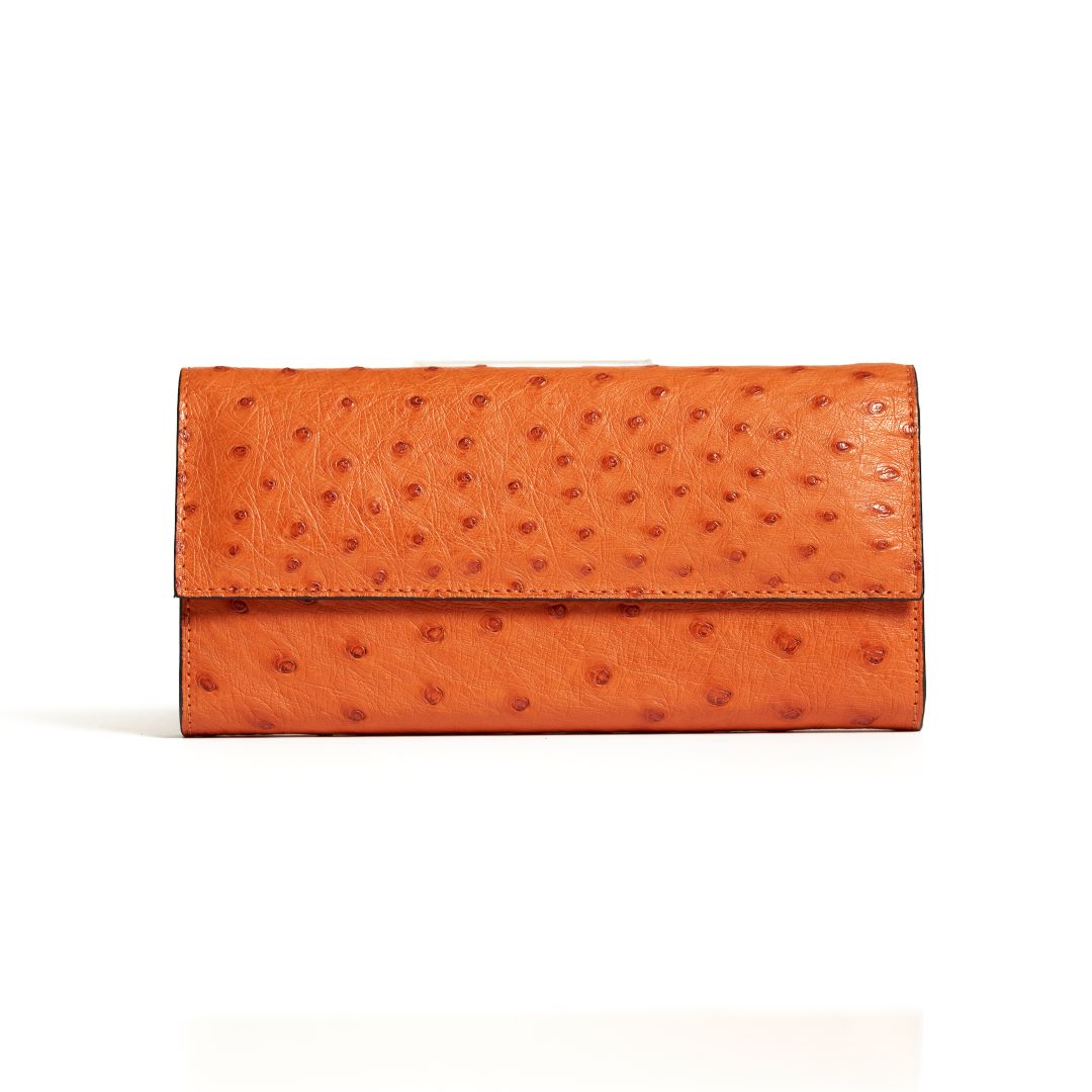 Mississippi - Orange Ostrich Quill Leather Purse