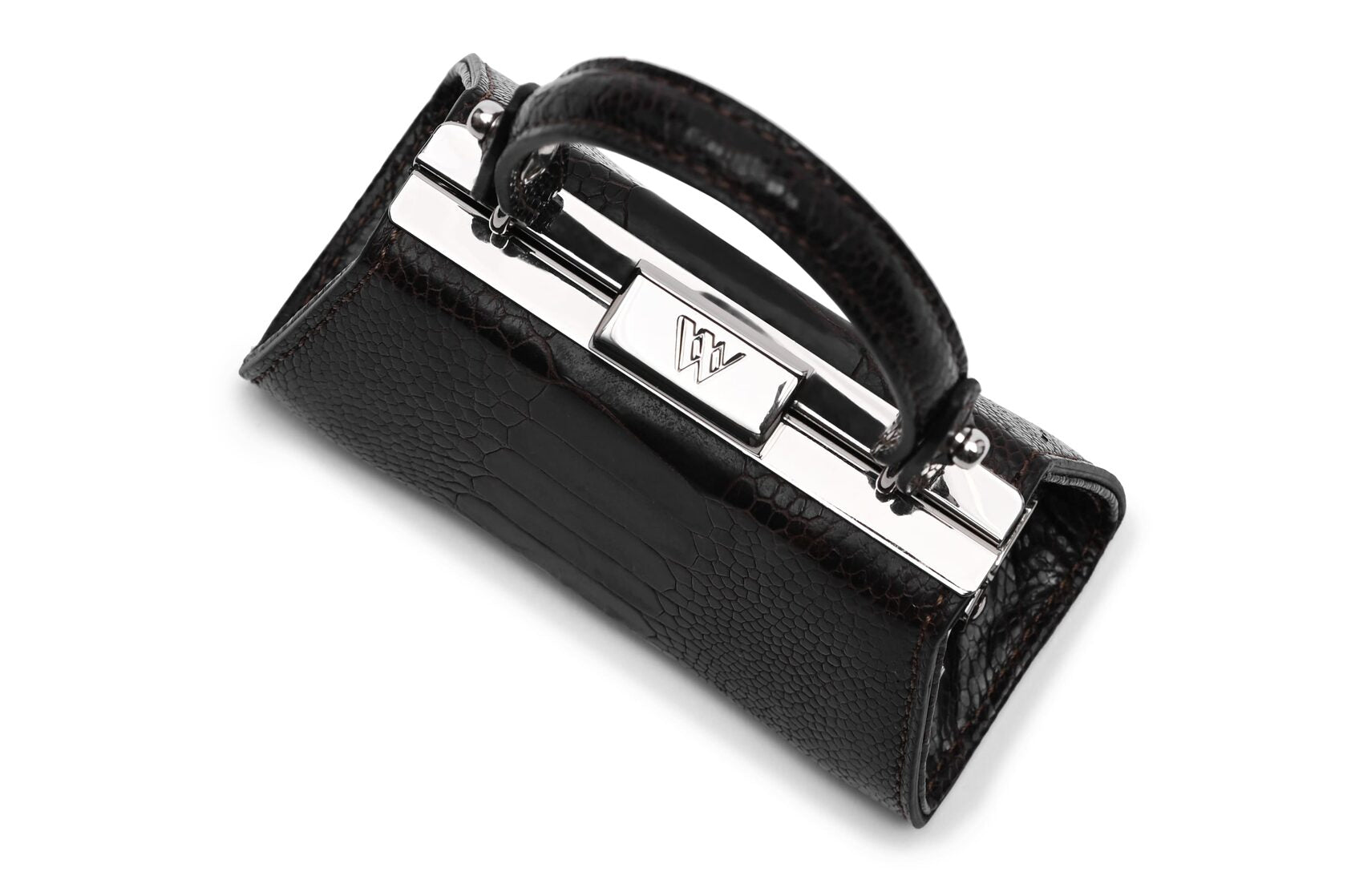Nevada — Black African Ostrich Leather Micro Bag (Lipstick Bag)