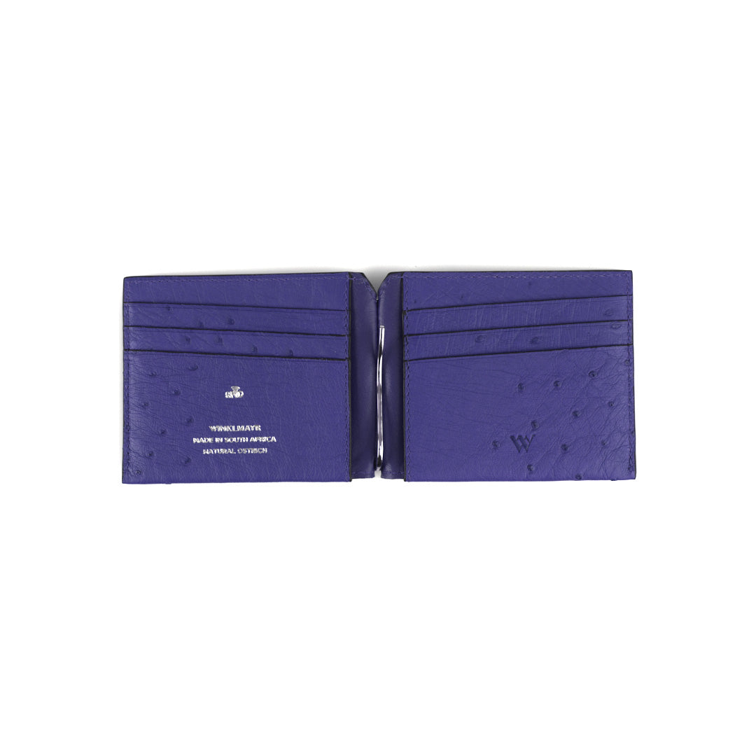 Blue wallet with card slots on a white background
