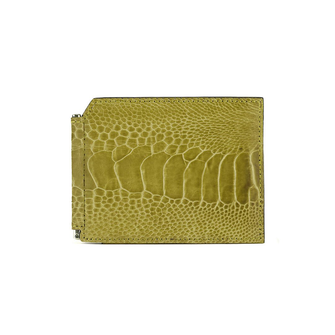Green textured wallet on a white background