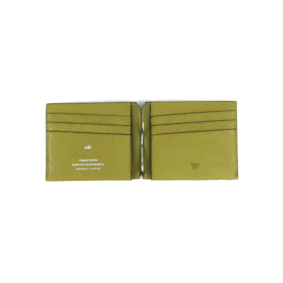 Green wallet with card slots on a white background