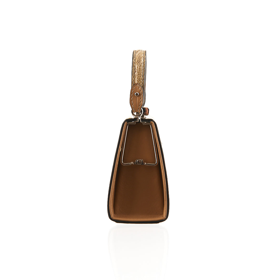 Vegas — Beige African Ostrich Leg Leather Micro Bag