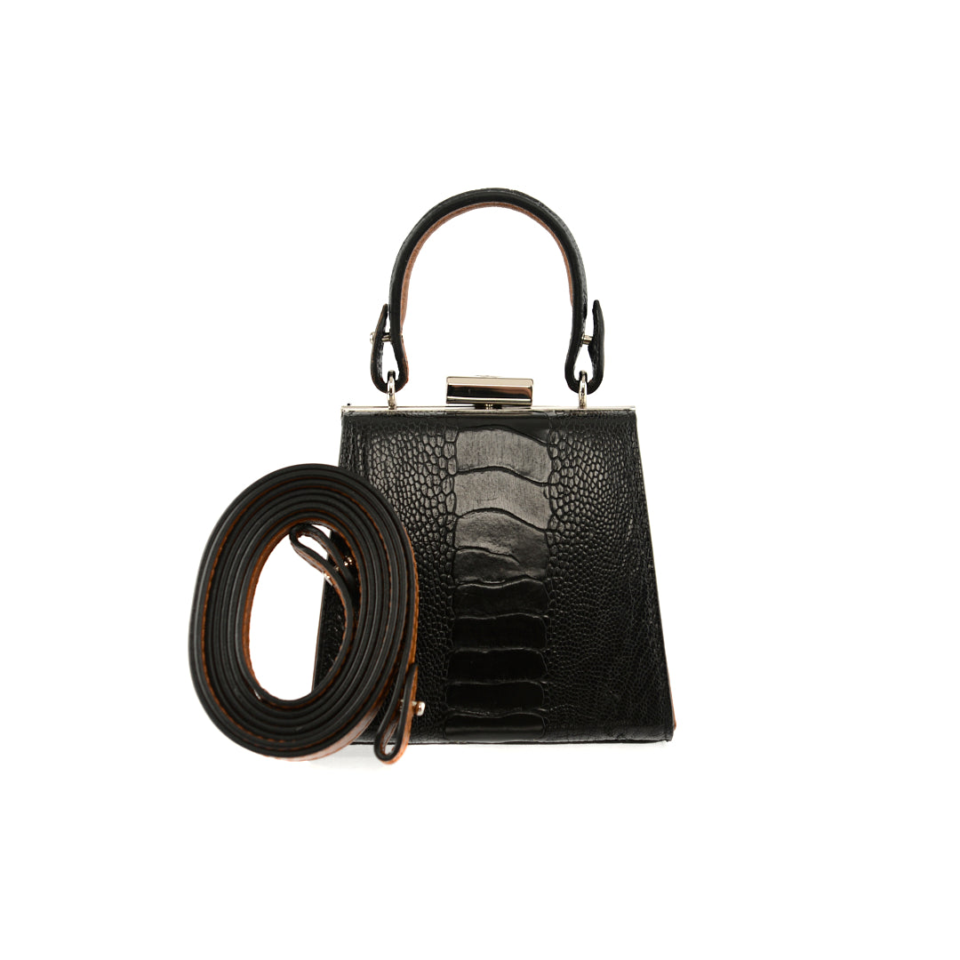 Vegas — Black African Leg Ostrich Leather Micro Bag Limited Edition