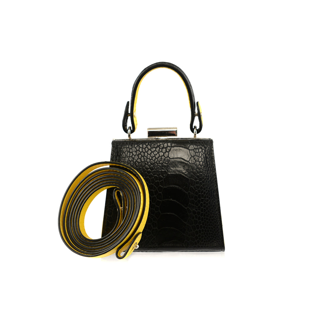 Vegas — Black African Leg Ostrich Leather Micro Bag Limited Edition