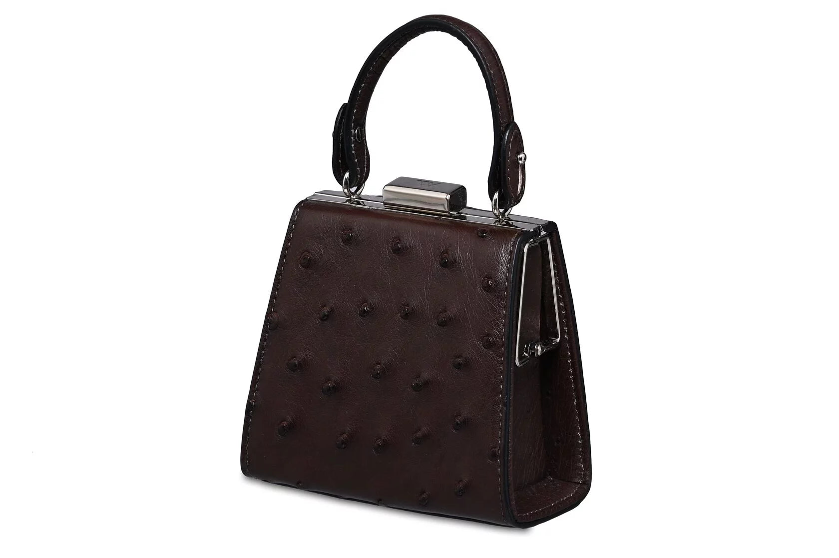 Vegas — Dark Brown African Ostrich Quill Leather Micro Bag