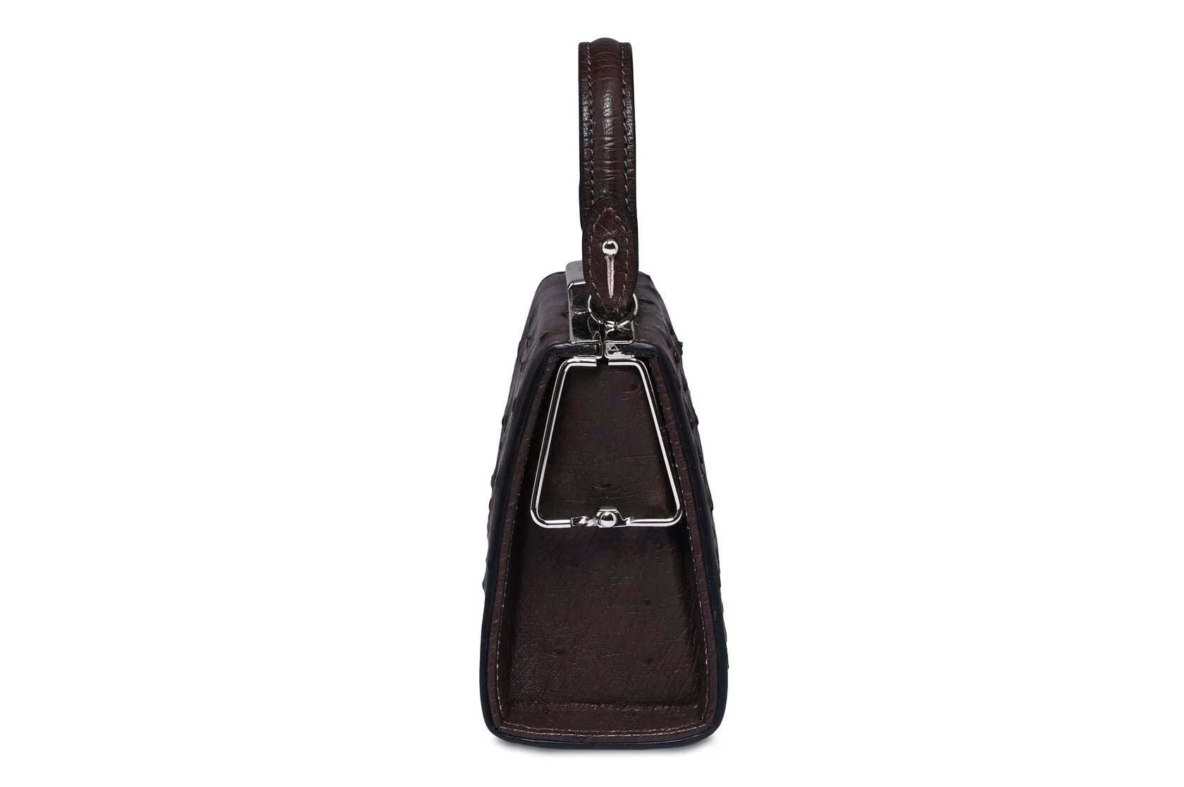 Vegas — Dark Brown African Ostrich Quill Leather Micro Bag