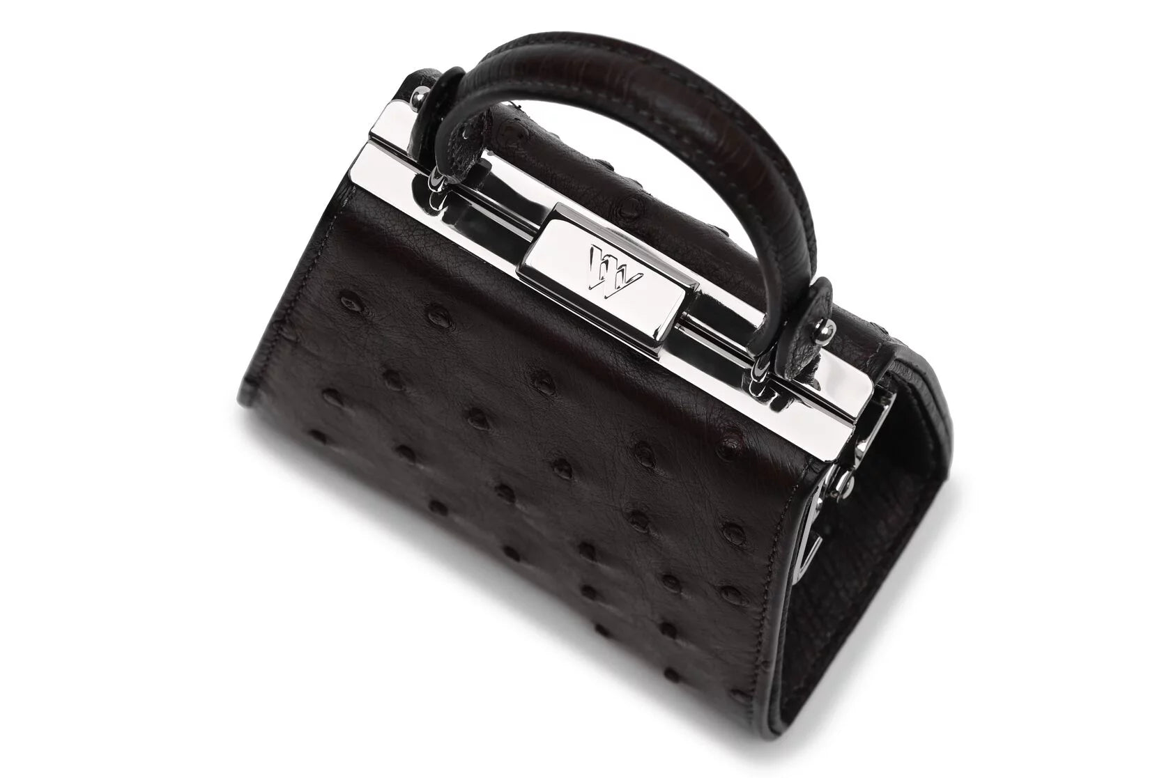 Vegas — Dark Brown African Ostrich Quill Leather Micro Bag