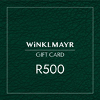 Winklmayr gift card with R500 value on a green textured background